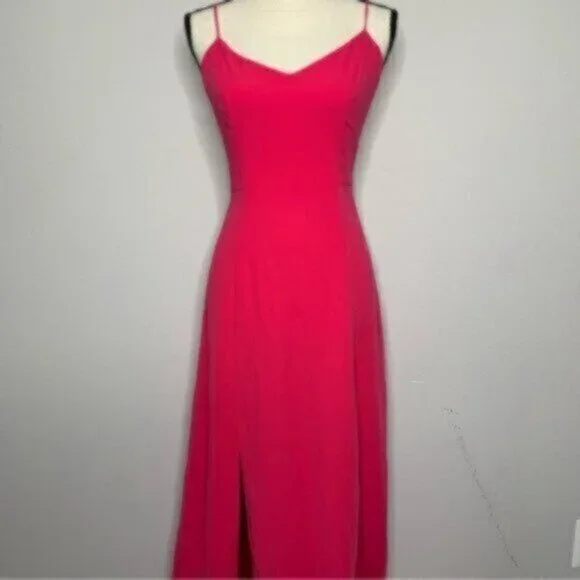 NWT J. Crew Pink Drapey Spaghetti Strap Maxi Dress With Side Slit - Picture 6 of 14